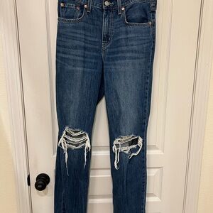 Levi's Blue Distressed Straight Leg Jeans